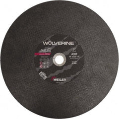 Weiler - 14" 30 Grit Aluminum Oxide Cutoff Wheel - 1/8" Thick, 1" Arbor, 4,400 Max RPM, Use with Chop Saws - Eagle Tool & Supply