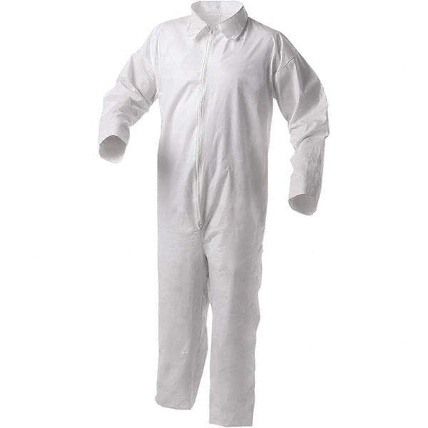 KleenGuard - Size XL Film Laminate General Purpose Coveralls - White, Zipper Closure, Serged Seams - Eagle Tool & Supply