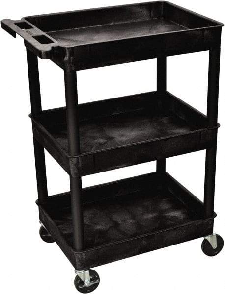 Luxor - 300 Lb Capacity, 24" Wide x 18" Long x 38" High Shelf Cart - 3 Shelf, Plastic - Eagle Tool & Supply