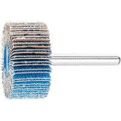 PFERD - 1-1/2" Diam x 1" Face Width, Aluminum Oxide Coated Mounted Flap Wheel - 1/4" Shank Mount, 80 Grit, 25,000 Max RPM - Eagle Tool & Supply