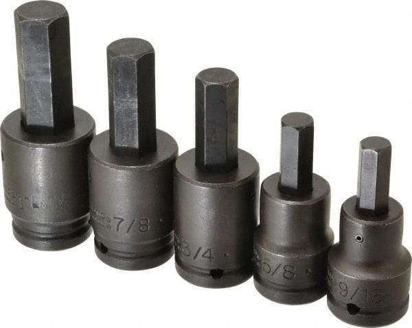 Proto - 5 Piece 3/4" Drive Inch Impact Hex Bit Socket Set - 9/16 to 1" Hex - Eagle Tool & Supply