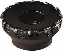 Seco - 169.5mm Cut Diam, 4.5mm Max Depth, 40mm Arbor Hole, 11 Inserts, RN.N 0903, SNEX 1203 Insert Style, Indexable Copy Face Mill - 6,400 Max RPM, 63mm High - Eagle Tool & Supply