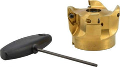 Seco - 3" Cut Diam, 0.394" Max Depth, 1" Arbor Hole, 4 Inserts, VPGX 2206..E.-E10 Insert Style, Indexable Copy Face Mill - R220.97 Cutter Style, 25,000 Max RPM, 2-1/4 High, Through Coolant, Series R220.97 - Eagle Tool & Supply