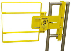 FabEnCo - Powder Coated Carbon Steel Self Closing Rail Safety Gate - Fits 37 to 39-1/2" Clear Opening, 39-1/2" Wide x 22" Door Height, 48 Lb, Yellow - Eagle Tool & Supply