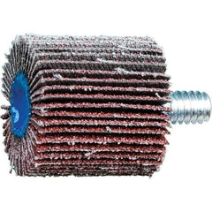 PFERD - 1" Diam x 1" Face Width, Aluminum Oxide Coated Mounted Flap Wheel - 1/4-20 Threaded Mount, 60 Grit, 25,000 Max RPM - Eagle Tool & Supply