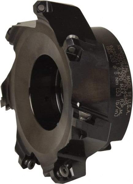 Kennametal - 4" Cut Diam, 1-1/4" Arbor Hole, 3.5mm Max Depth of Cut, 43° Indexable Chamfer & Angle Face Mill - 7 Inserts, OF.T 06L5... Insert, Right Hand Cut, 7 Flutes, Series KSOM Mini - Eagle Tool & Supply