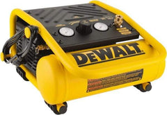 DeWALT - 0.3 HP, 0.6 CFM H, Carry Electric Oil Free Compressor - 1.0 Gallon Tank, 2.6 Amp, 135 Max psi, 120V - Eagle Tool & Supply