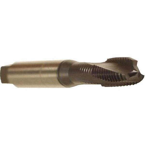 Emuge - M8x1.25 Metric 3 Flute 6HX Modified Bottoming Spiral Flute Tap - Cobalt, TiCN Finish, 90mm OAL, Right Hand Flute, Right Hand Thread, Series Rekord DF - Eagle Tool & Supply