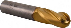 SGS - 3/4" Diam, 1-1/2" LOC, 4 Flute Solid Carbide Ball End Mill - TiN Finish, Single End, 4" OAL, 3/4" Shank Diam, Spiral Flute - Eagle Tool & Supply