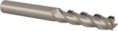 Value Collection - 3/8" Diam, 1-1/2" Length of Cut, 3/8" Shank Diam, 3-1/2" OAL, 3 Flute Solid Carbide Square End Mill - Single End, Uncoated, Spiral Flute, 45° Helix Angle, Long Length - Eagle Tool & Supply