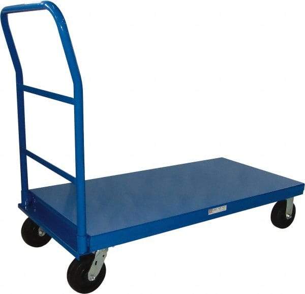 PRO-SOURCE - 3,000 Lb Capacity Steel Platform Truck - Steel Deck, 24" OAW, Phenolic Casters - Eagle Tool & Supply