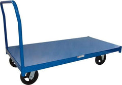 PRO-SOURCE - 2,000 Lb Capacity Steel Platform Truck - Steel Deck, 30" OAW, Mold On Rubber Casters - Eagle Tool & Supply