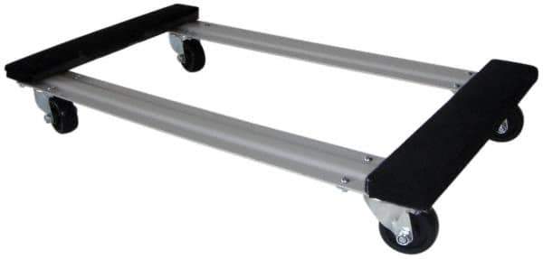 PRO-SOURCE - 1,000 Lb Capacity Oak/Metal Open Carpet Covered Raised Ends Dolly - 30" Long x 18" Wide, 3" Wheels - Eagle Tool & Supply