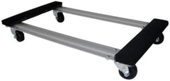 PRO-SOURCE - 1,000 Lb Capacity Oak/Metal Open Carpet Covered Raised Ends Dolly - 30" Long x 18" Wide, 3" Wheels - Eagle Tool & Supply