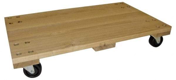 PRO-SOURCE - 1,000 Lb Capacity Hardwood/Polyolefin Solid Top Dolly - 24" Long x 16" Wide x 5" High, 3" Polyolefin Wheels - Eagle Tool & Supply
