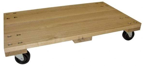 PRO-SOURCE - 1,000 Lb Capacity Hardwood/Rubber Solid Top Dolly - 36" Long x 24" Wide x 5" High, 3" Hard Rubber Wheels - Eagle Tool & Supply