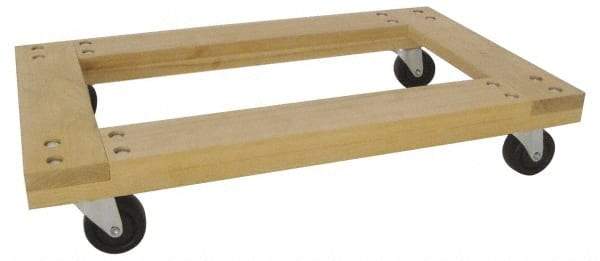 PRO-SOURCE - 1,000 Lb Capacity Hardwood/Rubber Flush Open Dolly - 30" Long x 18" Wide, 3" Wheels - Eagle Tool & Supply