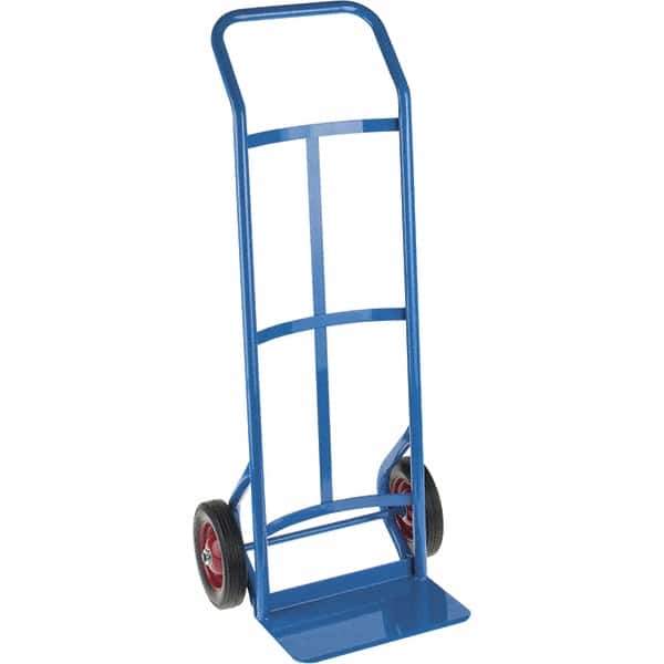 PRO-SOURCE - 500 Lb Capacity 45" OAH Hand Truck - 8 x 14" Base Plate, Continuous Swept Back Handle, Steel, Solid Rubber Wheels - Eagle Tool & Supply