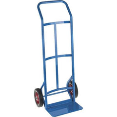PRO-SOURCE - 500 Lb Capacity 45" OAH Hand Truck - 8 x 14" Base Plate, Continuous Swept Back Handle, Steel, Solid Rubber Wheels - Eagle Tool & Supply