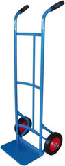 PRO-SOURCE - 500 Lb Capacity 47" OAH Hand Truck - 8 x 14" Base Plate, Dual Grip Handle, Steel, Solid Rubber Wheels - Eagle Tool & Supply