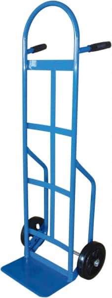 PRO-SOURCE - 800 Lb Capacity 53" OAH Hand Truck - 8 x 14" Base Plate, High Back Dual Grip Handle, Cast Iron, Mold-On Rubber Wheels - Eagle Tool & Supply