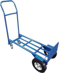 PRO-SOURCE - 1,000 Lb Capacity 51" OAH Convertible Hand Truck - 8 x 14" Base Plate, Swept Back Handle, Steel, Semi-Pneumatic Wheels - Eagle Tool & Supply