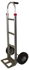 PRO-SOURCE - 500 Lb Capacity 52" OAH Hand Truck - 7-1/2 x 14" Base Plate, Single Grip Handle, Aluminum, Full Pneumatic Wheels - Eagle Tool & Supply
