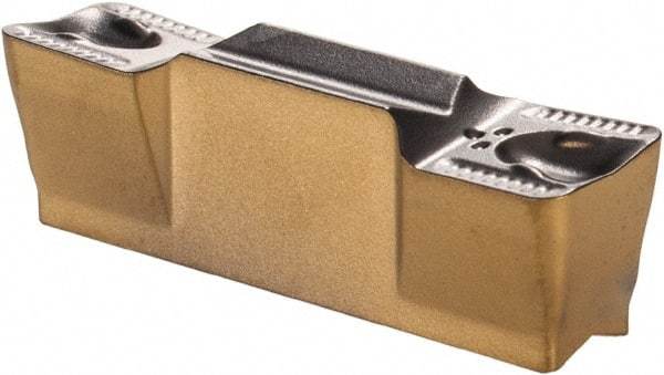 Iscar - 5008GRIP Y Grade IC808, 5mm Cutting Width Carbide Grooving Insert - 3mm Max Depth of Cut, Neutral, 0.8mm Corner Radius, TiAlN Finish - Eagle Tool & Supply