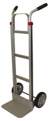 PRO-SOURCE - 600 Lb Capacity 49" OAH Welded Hand Truck - 7-1/2 x 14" Base Plate, High Back Dual Handle, Aluminum, Solid Rubber Wheels - Eagle Tool & Supply