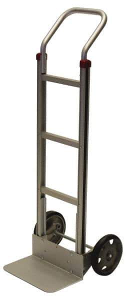 PRO-SOURCE - 600 Lb Capacity 52" OAH Welded Hand Truck - 7-1/2 x 14" Base Plate, Continuous Swept Back Handle, Aluminum, Semi-Pneumatic Wheels - Eagle Tool & Supply