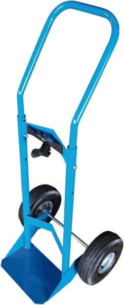 PRO-SOURCE - 500 Lb Capacity 48" OAH Cylinder Hand Truck - 7-1/2 x 14" Base Plate, Swept Back Handle, Steel, Full Pneumatic Wheels - Eagle Tool & Supply