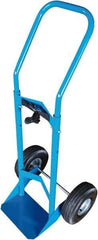 PRO-SOURCE - 500 Lb Capacity 48" OAH Cylinder Hand Truck - 7-1/2 x 14" Base Plate, Swept Back Handle, Steel, Full Pneumatic Wheels - Eagle Tool & Supply