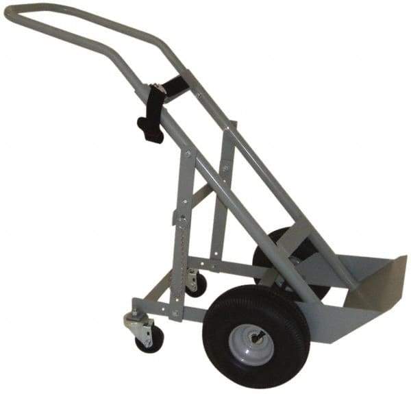 PRO-SOURCE - 500 Lb Capacity 48" OAH Cylinder Hand Truck - 7-1/2 x 14" Base Plate, Swept Back Handle, Steel, Full Pneumatic Wheels - Eagle Tool & Supply