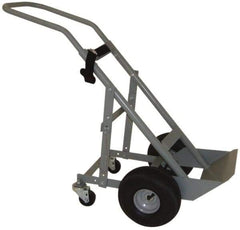 PRO-SOURCE - 500 Lb Capacity 48" OAH Cylinder Hand Truck - 7-1/2 x 14" Base Plate, Swept Back Handle, Steel, Full Pneumatic Wheels - Eagle Tool & Supply