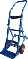 PRO-SOURCE - 500 Lb Capacity 48" OAH Cylinder Hand Truck - 7-1/2 x 14" Base Plate, Swept Back Handle, Steel, Semi-Pneumatic Wheels - Eagle Tool & Supply