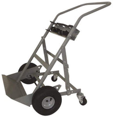 PRO-SOURCE - 500 Lb Capacity 48" OAH Cylinder Hand Truck - 7-1/2 x 14" Base Plate, Swept Back Handle, Steel, Full Pneumatic Wheels - Eagle Tool & Supply