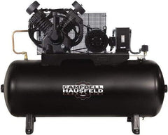 Campbell Hausfeld - 5 hp, 80 Gal Stationary Electric Horizontal Screw Air Compressor - Single Phase, 175 Max psi, 16.6 CFM, 230 Volt - Eagle Tool & Supply