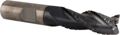 Kennametal - 1/2" Diam, Coarse Pitch, 1-1/4" LOC, 3 Flute Solid Carbide 0.03" Corner Radius Roughing End Mill - AlTiN Finish, 3" OAL, 1/2" Shank Diam, Centercutting, 30° Helix - Eagle Tool & Supply