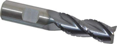 Kennametal - 5/8" Diam, Coarse Pitch, 1-5/8" LOC, 3 Flute Solid Carbide 0.03" Corner Radius Roughing End Mill - AlTiN Finish, 3-1/2" OAL, 5/8" Shank Diam, Centercutting, 30° Helix - Eagle Tool & Supply