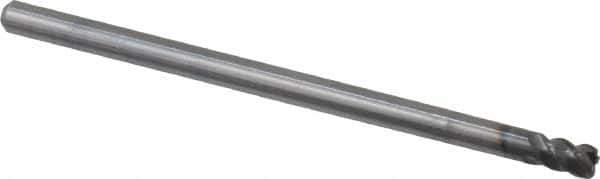 OSG - 1/8", 4 Flute, Single End, Solid Carbide, 0.02" Corner Radius End Mill - 2-1/4" OAL, 45° Helix, 1/8" LOC, 1/2" Extended Reach - Eagle Tool & Supply
