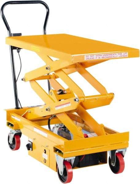 Vestil - 1,000 Lb Capacity Electric Scissor Elevating Cart - 19-1/2" to 63-3/4" Lift Height, 39-3/4" Platform Length x 20-1/2" Platform Width - Eagle Tool & Supply