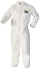 KleenGuard - Size M Film Laminate General Purpose Coveralls - White, Zipper Closure, Elastic Cuffs, with Boots, Serged Seams - Eagle Tool & Supply