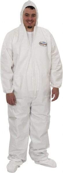 KleenGuard - Size 3XL Film Laminate Chemical Resistant Coveralls - White, Zipper Closure, Open Cuffs, Open Ankles - Eagle Tool & Supply