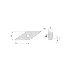 Turning Insert:  VCMT332PSF AH725,  Solid Carbide TiAlN Finish,  Neutral,  3/8″ Inscribed Circle,  0.0310″ Corner Radius,  35.0 &deg N/A Diamond,  Series  VCMT
