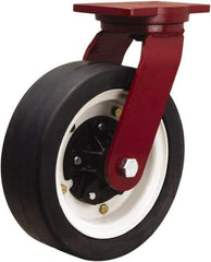 Hamilton - 12" Diam x 4" Wide, Rubber Rigid Caster - 2,400 Lb Capacity, Top Plate Mount, 6-1/8" x 7-1/2" Plate, Tapered Roller Bearing - Eagle Tool & Supply