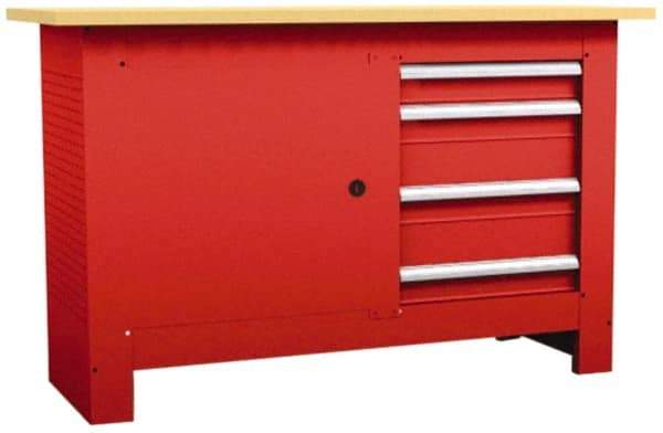 Value Collection - 60 Wide x 24" Deep x 37-1/4" High, Fiberboard Workbench - Straight Edge, Fixed Legs - Eagle Tool & Supply