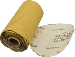 Norton - 5" Diam, 400 Grit Aluminum Oxide Adhesive PSA Disc - Super Fine Grade, Gold, C Weighted Backing, Flexible - Eagle Tool & Supply