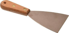 Ampco - 3-1/2" Wide Nickel Copper Putty Knife - Stiff, Wood Handle, 8-1/2" OAL - Eagle Tool & Supply