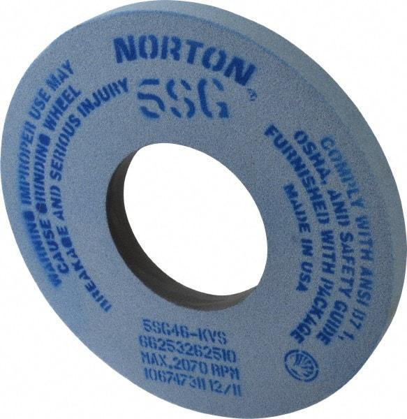 Norton - 12" Diam x 5" Hole x 1" Thick, K Hardness, 46 Grit Surface Grinding Wheel - Ceramic, Type 1, Coarse Grade, 2,070 Max RPM, Vitrified Bond, No Recess - Eagle Tool & Supply