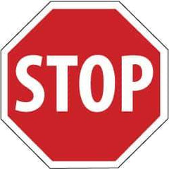 NMC - "Stop", 24" Wide x 24" High, Aluminum Stop & Yield Signs - 0.08" Thick, White on Red, High Intensity Reflectivity, Octagon, Post Mount - Eagle Tool & Supply